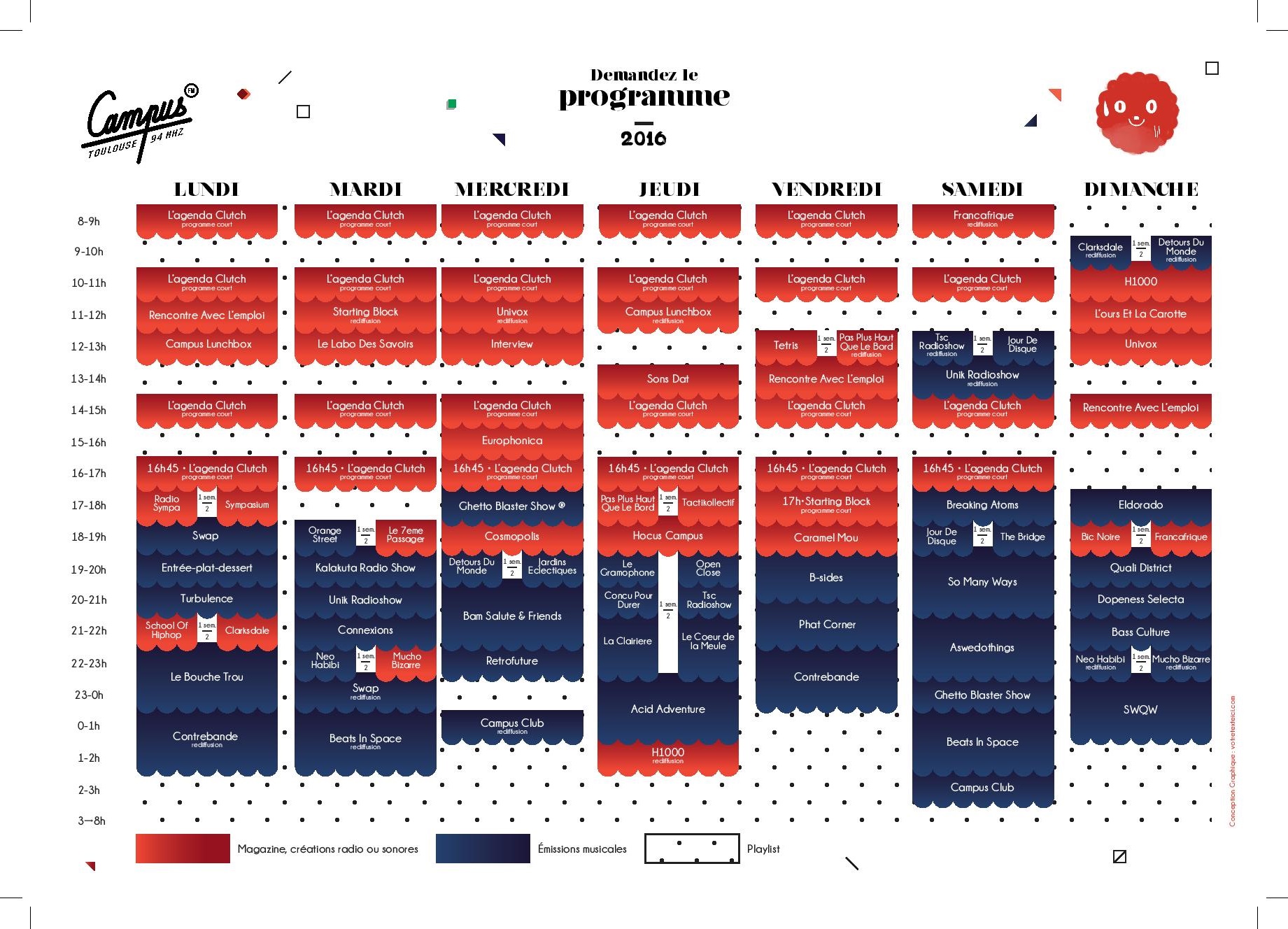 Grille des programmes » Campus FM Toulouse
